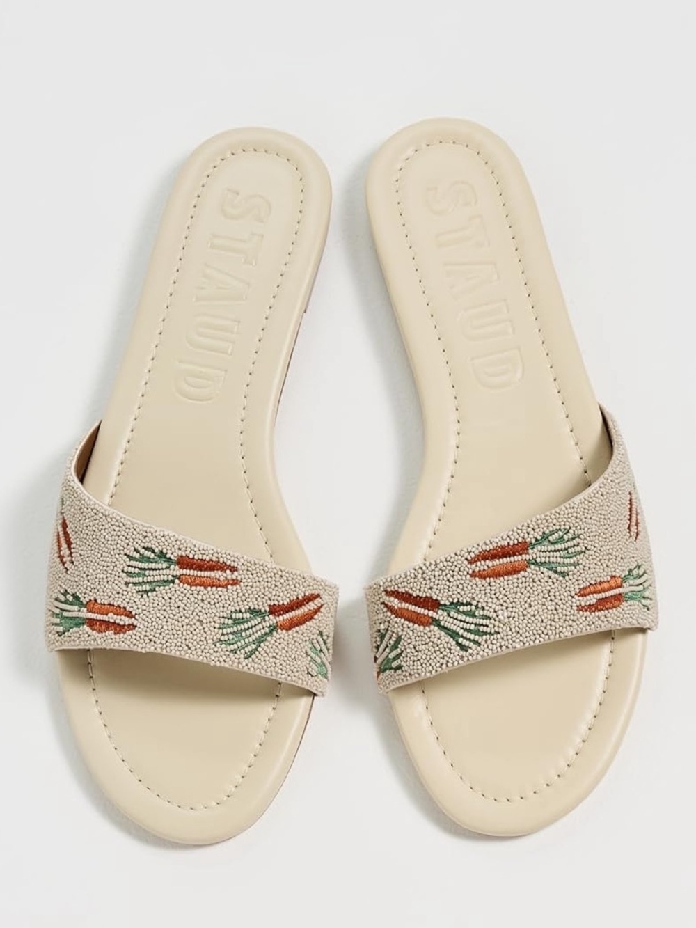STAUD Gracie Beaded Leather Sandals (size 38)